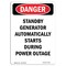 Signmission Safety Sign, OSHA Danger, 5" Height, Standby Generator Automatically, Portrait OS-DS-D-35-V-1946 - alternate 1
